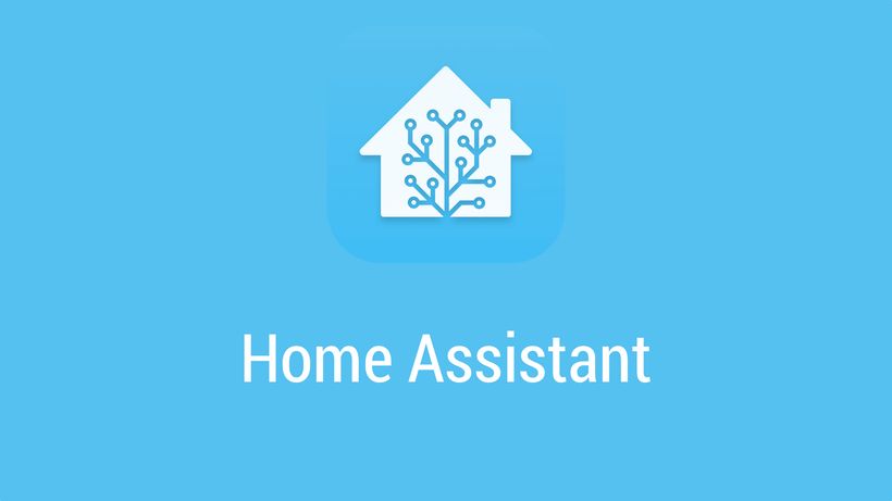 Home-Assistant-Logo auf cyan-blauem Hintergrund.